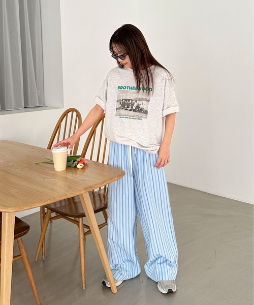 PILIT(ピリット)の「PHOTO プリント ミニ裏毛tee(Tシャツ/カットソー・レディース・オートミール/杢グレー・MEDIUM)」の8枚目の写真