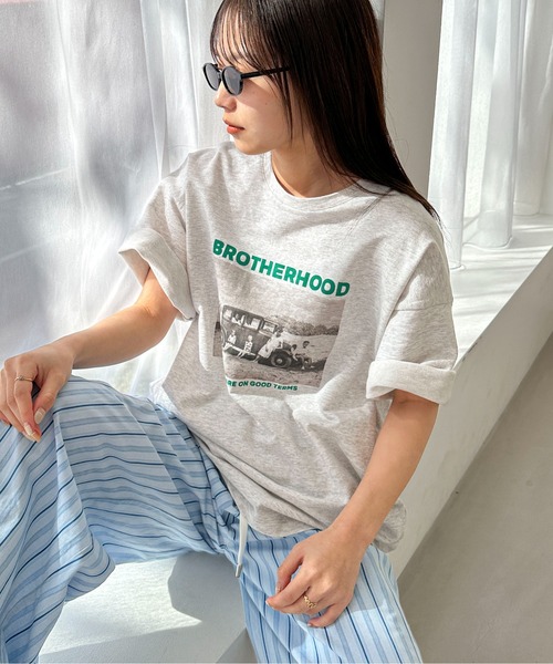 PILIT(ピリット)の「PHOTO プリント ミニ裏毛tee(Tシャツ/カットソー・レディース・オートミール/杢グレー・MEDIUM)」の10枚目の写真