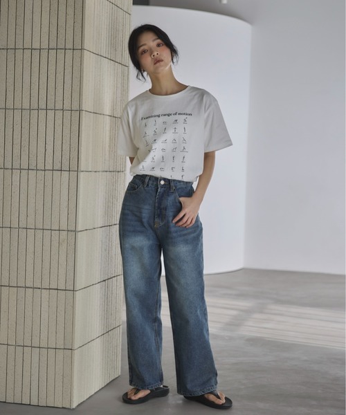 feepur(フェピュール)の「モノクロイラストTee(Tシャツ/カットソー・レディース・チャコールグレー/オフホワイト・MEDIUM)」の3枚目の写真