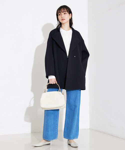 qualite（カリテ）の「ヘリンボンジャガードコート/春服/春コート/オフィスカジュアル/軽アウター/羽織り（トレンチコート・レディース・アイボリー/ネイビー・36/38）」の19枚目の写真