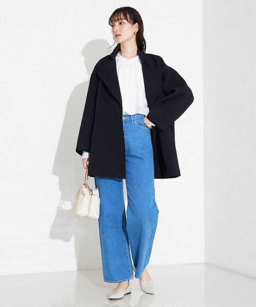 qualite（カリテ）の「ヘリンボンジャガードコート/春服/春コート/オフィスカジュアル/軽アウター/羽織り（トレンチコート・レディース・アイボリー/ネイビー・36/38）」の20枚目の写真