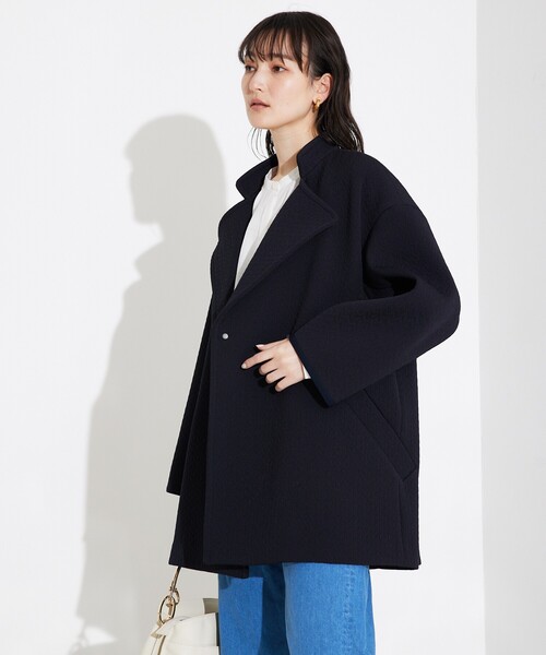 qualite（カリテ）の「ヘリンボンジャガードコート/春服/春コート/オフィスカジュアル/軽アウター/羽織り（トレンチコート・レディース・アイボリー/ネイビー・36/38）」の22枚目の写真