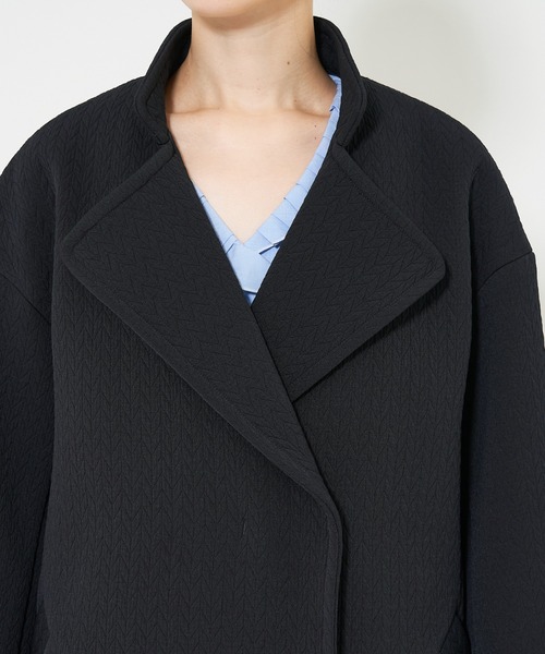 qualite（カリテ）の「ヘリンボンジャガードコート/春服/春コート/オフィスカジュアル/軽アウター/羽織り（トレンチコート・レディース・アイボリー/ネイビー・36/38）」の10枚目の写真