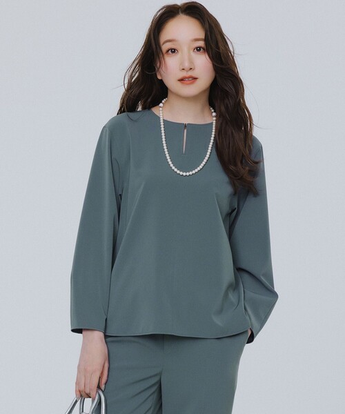 23区 S（ニジュウサンクチイサイサイズ）の「【洗える】2WAYストレッチツイル ブラウス（シャツ/ブラウス・レディース・モスグリーン系/ネイビー系/ベージュ系/ブラック系・32）」の3枚目の写真