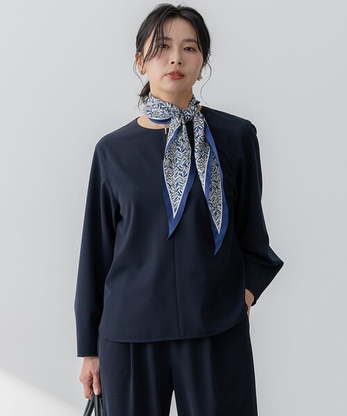 23区 S（ニジュウサンクチイサイサイズ）の「【洗える】2WAYストレッチツイル ブラウス（シャツ/ブラウス・レディース・モスグリーン系/ネイビー系/ベージュ系/ブラック系・32）」の4枚目の写真
