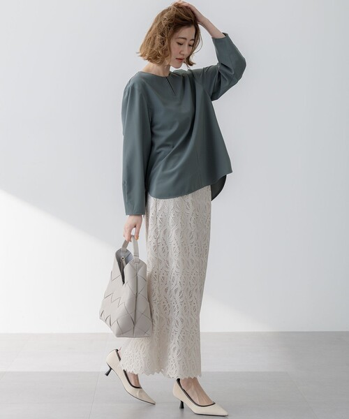 23区 S（ニジュウサンクチイサイサイズ）の「【洗える】2WAYストレッチツイル ブラウス（シャツ/ブラウス・レディース・モスグリーン系/ネイビー系/ベージュ系/ブラック系・32）」の6枚目の写真