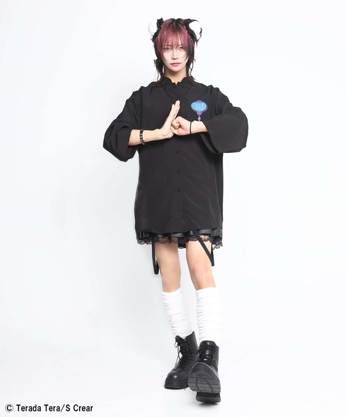 SPINNS(スピンズ)の「『寺田てら×SPINNS 第二弾』 チャイナシャツ(シャツ/ブラウス・レディース・ブラック/バーガンディー・ONESIZE)」の8枚目の写真