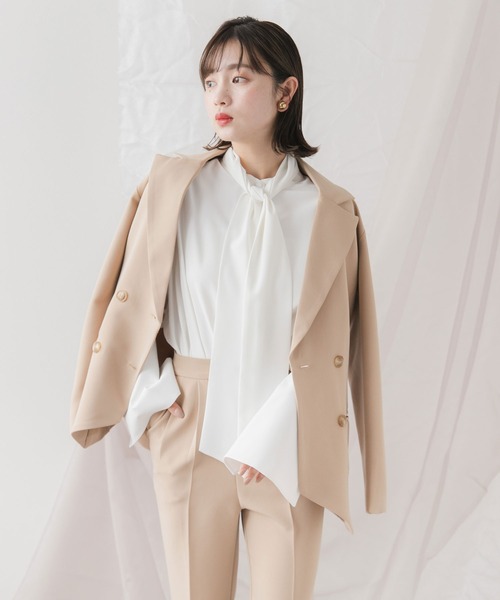 rectangle(レクタングル)の「リボンタイロングカフスブラウス(シャツ/ブラウス・レディース・ホワイト/ブルー/ブラック・MEDIUM/LARGE/X-LARGE/XX-LARGE)」の13枚目の写真