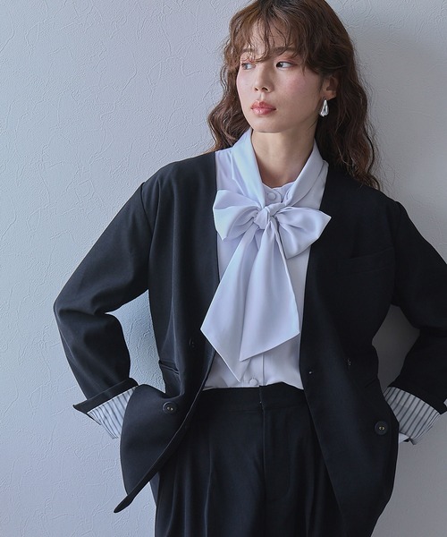 リボンタイロングカフスブラウス（シャツ/ブラウス）｜rectangle