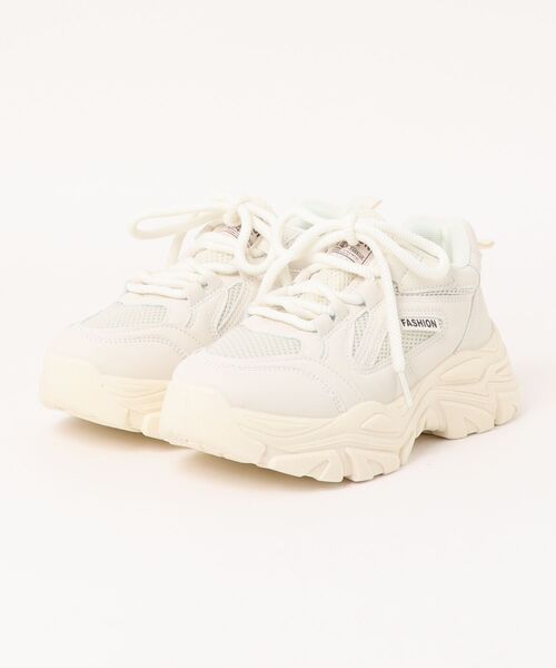あかり ボリュームソール 厚底 ローテク ダッドスニーカー レースアップ