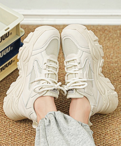 BENDER TOKYO（ベンダートウキョウ）の「ボリュームソール 厚底 テックスニーカー レースアップ ローカット アグリーシューズ（スニーカー・メンズ・ホワイト/ブラック/ベージュ・26.0cm/27.0cm/25.0cm）」の12枚目の写真