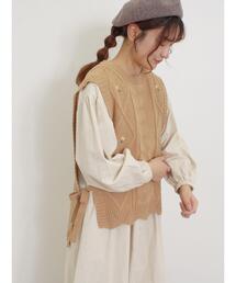 Samansa Mos2 | 花刺繍脇リボンベスト(ベスト)