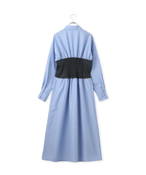 VIS（ビス）の「【洗える】ビスチェドッキングライクワンピース（シャツワンピース・レディース・オフホワイト/サックスブルー・FREE）」の6枚目の写真