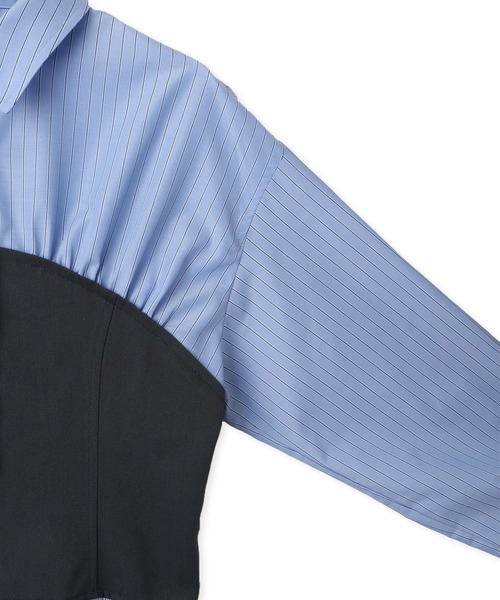 VIS（ビス）の「【洗える】ビスチェドッキングライクワンピース（シャツワンピース・レディース・オフホワイト/サックスブルー・FREE）」の11枚目の写真