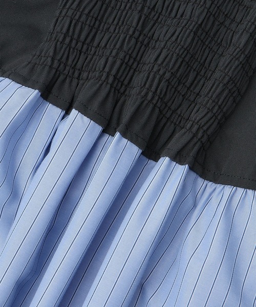 VIS（ビス）の「【洗える】ビスチェドッキングライクワンピース（シャツワンピース・レディース・オフホワイト/サックスブルー・FREE）」の14枚目の写真