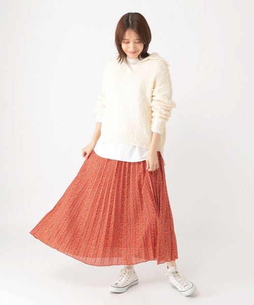 studio CLIP（スタディオクリップ）の「リボンヤーン襟付きプルオーバー（ニット/セーター・レディース・オフホワイト/ライトグレー・FREE）」の3枚目の写真