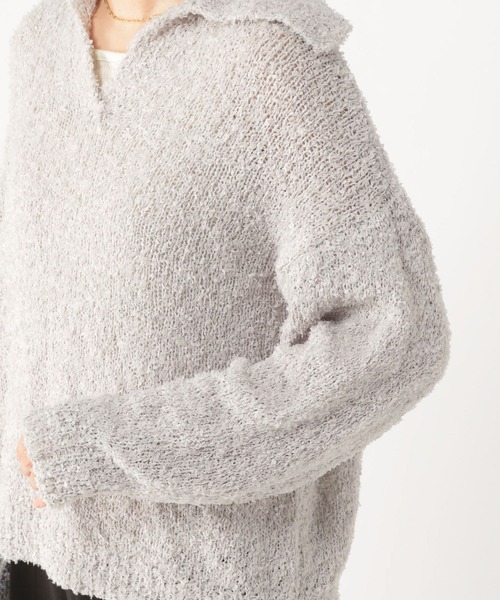 studio CLIP（スタディオクリップ）の「リボンヤーン襟付きプルオーバー（ニット/セーター・レディース・オフホワイト/ライトグレー・FREE）」の13枚目の写真