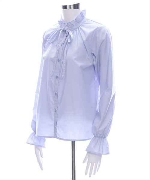 CLEAR BASIC（クリアベーシック）の「キャンディースリーブフリルブラウス[オフィスカジュアル リボン]≪CLEAR BASIC≫（シャツ/ブラウス・レディース・オフホワイト/サックスブルー/ブラック・F/FREE）」の7枚目の写真