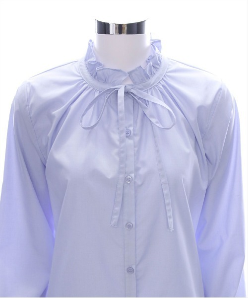 CLEAR BASIC（クリアベーシック）の「キャンディースリーブフリルブラウス[オフィスカジュアル リボン]≪CLEAR BASIC≫（シャツ/ブラウス・レディース・オフホワイト/サックスブルー/ブラック・F/FREE）」の12枚目の写真