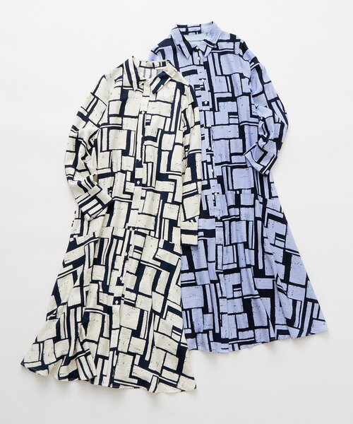 OPAQUE.CLIP(オペークドットクリップ)の「ジオメトリックプリントワンピース(ワンピース・レディース・ブラック系/ネイビー系/ネイビー系5・42/40/38)」の6枚目の写真