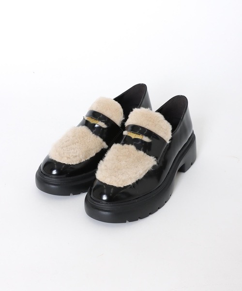 Chiaki Katagiri（チアキカタギリ）の「ファー付ボリュームソールコインローファー【CHIAKI KATAGIRI】（ローファー・レディース・ブラック・38/39/36/37）」の2枚目の写真