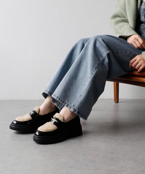 Chiaki Katagiri（チアキカタギリ）の「ファー付ボリュームソールコインローファー【CHIAKI KATAGIRI】（ローファー・レディース・ブラック・38/39/36/37）」の13枚目の写真