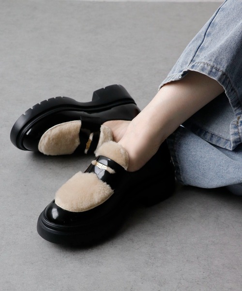 Chiaki Katagiri（チアキカタギリ）の「ファー付ボリュームソールコインローファー【CHIAKI KATAGIRI】（ローファー・レディース・ブラック・38/39/36/37）」の14枚目の写真