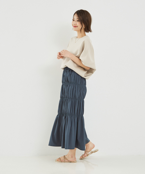 abahouse mavie(アバハウスマヴィ)の「シャーリングスカート/春服(スカート・レディース・ブラック/アイボリー/ダークグリーン・フリー)」の22枚目の写真