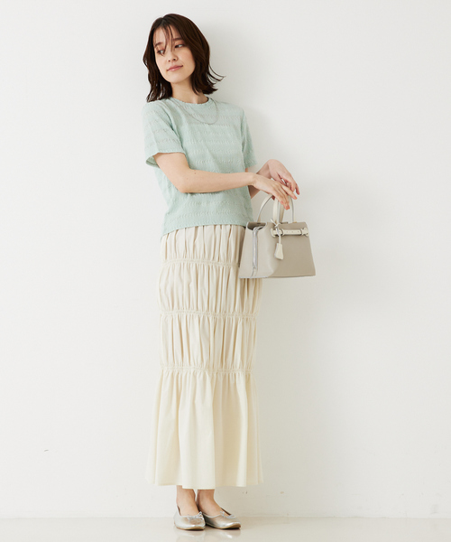 abahouse mavie(アバハウスマヴィ)の「シャーリングスカート/春服(スカート・レディース・ブラック/アイボリー/ダークグリーン・フリー)」の13枚目の写真