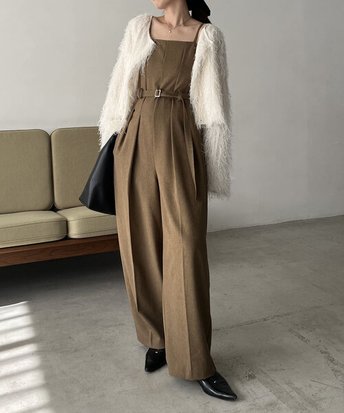 CAPRICIEUX LE'MAGE（カプリシューレマージュ）の「ベアロンパース（サロペット/オーバーオール・レディース・ブラウン/ブラック・38/36）」の19枚目の写真