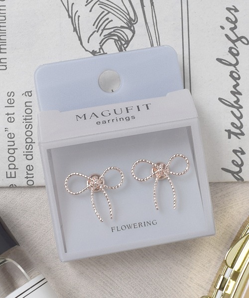 Flowering(フラワーリング)の「【MAGUFIT】チェーンリボン/マグネットイヤリング(イヤリング・レディース・ゴールド/ピンクゴールド/ゴールド系1/シルバー・FREE)」の3枚目の写真