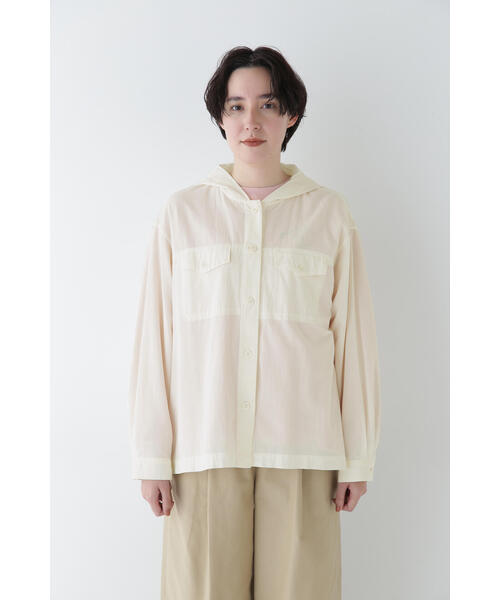 human woman（ヒューマンウーマン）の「◆製品染めフーディーブラウス（シャツ/ブラウス・レディース・ピンク/ホワイト系その他/ブルー・MEDIUM）」の10枚目の写真