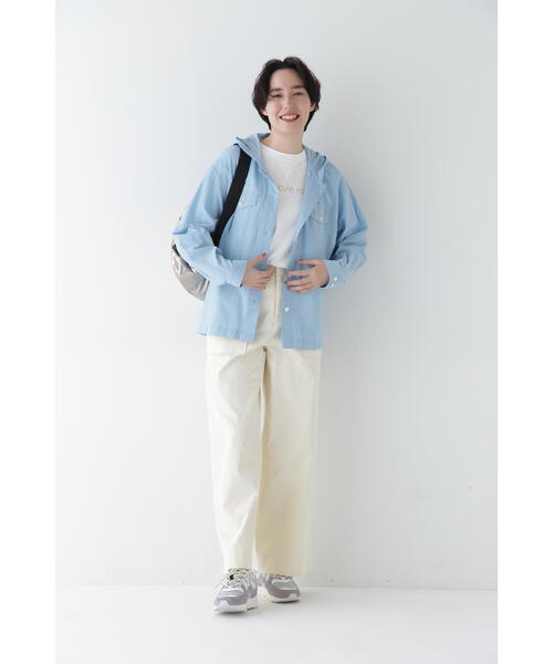 human woman（ヒューマンウーマン）の「◆製品染めフーディーブラウス（シャツ/ブラウス・レディース・ピンク/ホワイト系その他/ブルー・MEDIUM）」の20枚目の写真