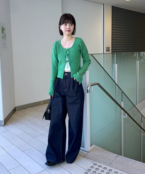 mline（エムライン）の「[mline]タックワイドデニム（デニムパンツ・レディース・ネイビー/ブルー・1/2）」の10枚目の写真