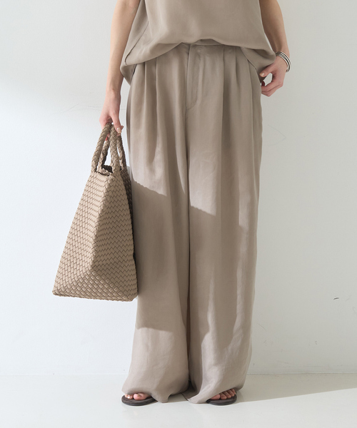 Rouge vif（ルージュヴィフ）の「【待望の再入荷！】【セットアップ対応】キュプラフィブリル ワイドパンツ（その他パンツ・レディース・チャコールグレー/グレイッシュベージュ/グレー・38/36）」の6枚目の写真