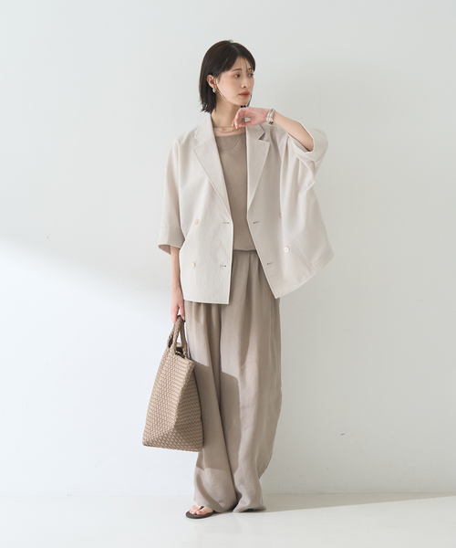 Rouge vif（ルージュヴィフ）の「【待望の再入荷！】【セットアップ対応】キュプラフィブリル ワイドパンツ（その他パンツ・レディース・チャコールグレー/グレイッシュベージュ/グレー・38/36）」の14枚目の写真