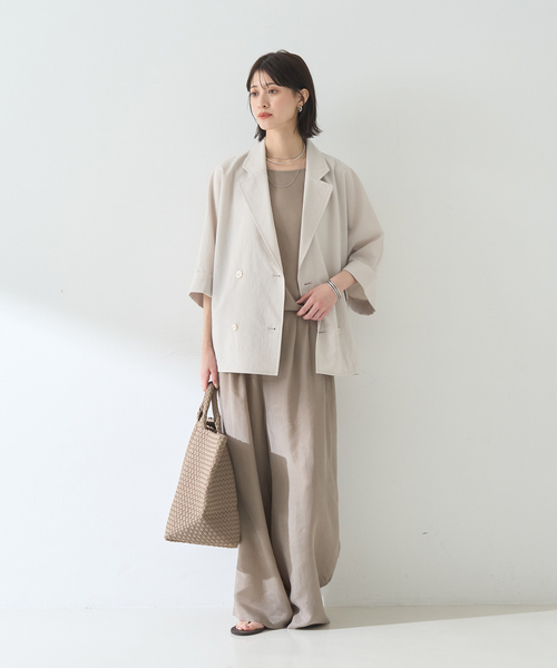 Rouge vif（ルージュヴィフ）の「【待望の再入荷！】【セットアップ対応】キュプラフィブリル ワイドパンツ（その他パンツ・レディース・チャコールグレー/グレイッシュベージュ/グレー・38/36）」の16枚目の写真