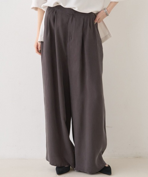 Rouge vif（ルージュヴィフ）の「【待望の再入荷！】【セットアップ対応】キュプラフィブリル ワイドパンツ（その他パンツ・レディース・チャコールグレー/グレイッシュベージュ/グレー・38/36）」の3枚目の写真