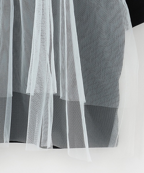 by LOVEiT（バイラビット）の「【ニコ☆プチ掲載】チュールキャミつきTシャツ（Tシャツ/カットソー・キッズ・オフホワイト/ブラック・150cm/140cm/160cm/130cm/120cm）」の7枚目の写真