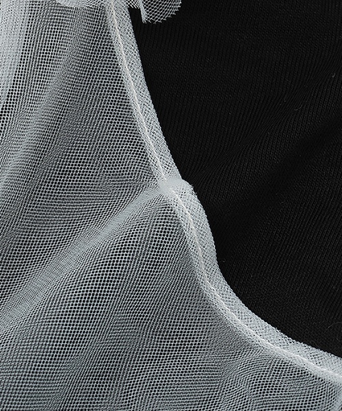 by LOVEiT（バイラビット）の「【ニコ☆プチ掲載】チュールキャミつきTシャツ（Tシャツ/カットソー・キッズ・オフホワイト/ブラック・150cm/140cm/160cm/130cm/120cm）」の8枚目の写真