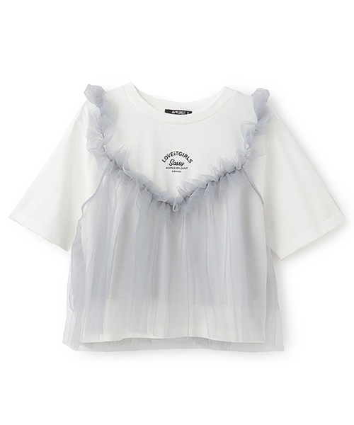 by LOVEiT（バイラビット）の「【ニコ☆プチ掲載】チュールキャミつきTシャツ（Tシャツ/カットソー・キッズ・オフホワイト/ブラック・150cm/140cm/160cm/130cm/120cm）」の10枚目の写真