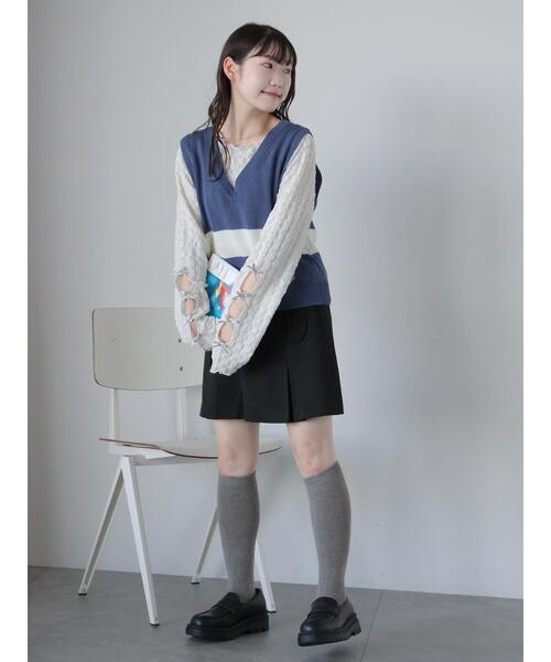 ehka sopo（エヘカソポ）の「ボックスプリーツミニスカート（スカート・レディース・グレー/ベージュ/ブラック・F）」の10枚目の写真