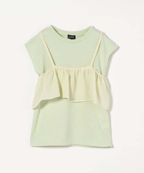 green label relaxing(グリーンレーベルリラクシング)の「Tシャツ+フリルキャミ / キッズ 100cm-130cm(Tシャツ/カットソー・キッズ・ライム/オフホワイト・120cm/110cm/100cm/130cm)」の2枚目の写真