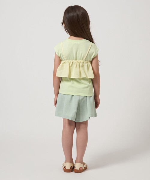 green label relaxing(グリーンレーベルリラクシング)の「Tシャツ+フリルキャミ / キッズ 100cm-130cm(Tシャツ/カットソー・キッズ・ライム/オフホワイト・120cm/110cm/100cm/130cm)」の7枚目の写真