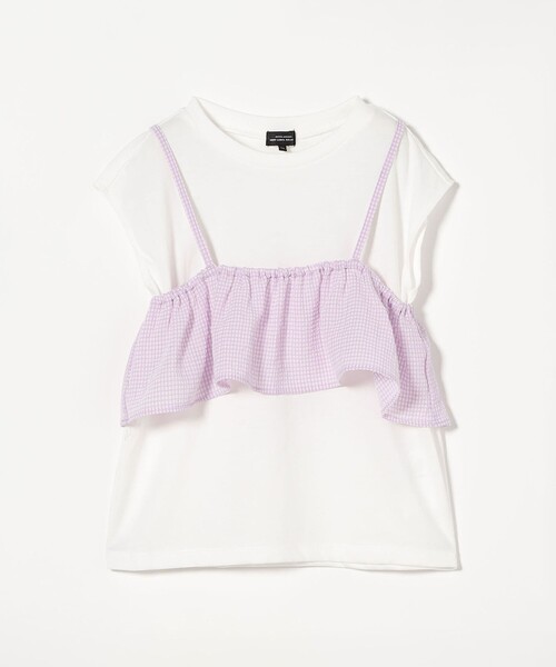green label relaxing(グリーンレーベルリラクシング)の「Tシャツ+フリルキャミ / キッズ 100cm-130cm(Tシャツ/カットソー・キッズ・ライム/オフホワイト・120cm/110cm/100cm/130cm)」の15枚目の写真