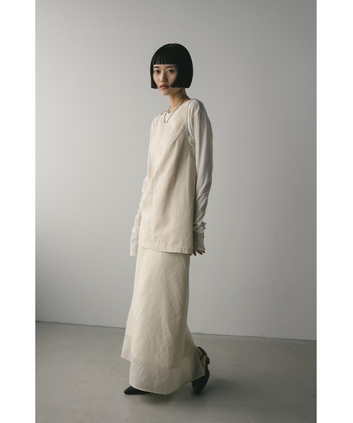 STYLEMIXER(スタイルミキサー)の「シアーレイヤードスカート【春服】新作(スカート・レディース・ブラック/アイボリー・SMALL/MEDIUM)」の4枚目の写真