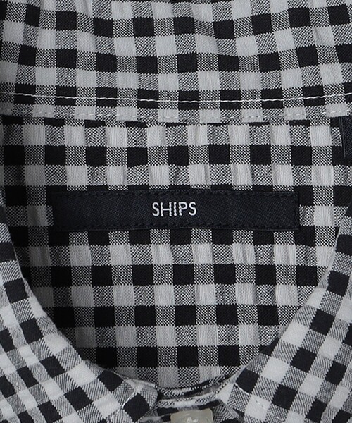 SHIPS(シップス)の「【WEB限定】SHIPS: 防シワ・吸水速乾 Drymix(R) シアサッカー ボタンダウン レギュラーカラー 半袖 シャツ(シャツ/ブラウス・メンズ・ブラック/ホワイト・SMALL/MEDIUM/LARGE/X-LARGE)」の7枚目の写真