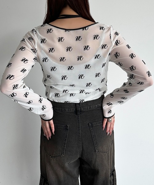 apres jour mignon（アプレジュールミニョン）の「タイ付きロゴシアートップス【ZOZOTOWN限定アイテム】（Tシャツ/カットソー・レディース・オフホワイト/ブラック・フリー/X-LARGE）」の4枚目の写真