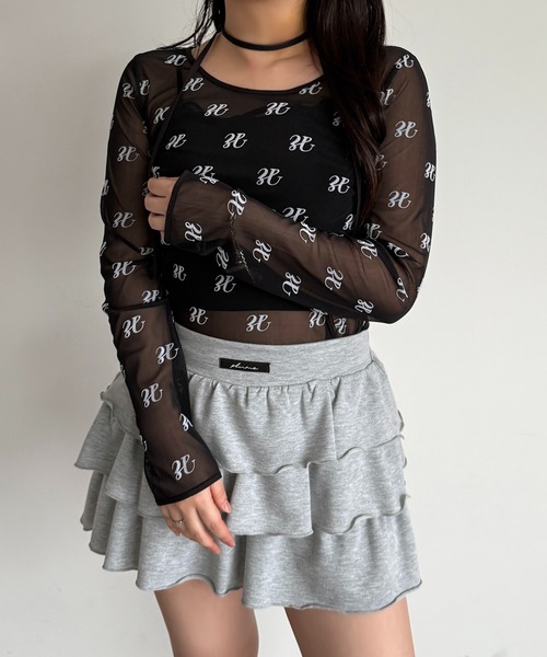 apres jour mignon（アプレジュールミニョン）の「タイ付きロゴシアートップス【ZOZOTOWN限定アイテム】（Tシャツ/カットソー・レディース・オフホワイト/ブラック・フリー/X-LARGE）」の7枚目の写真