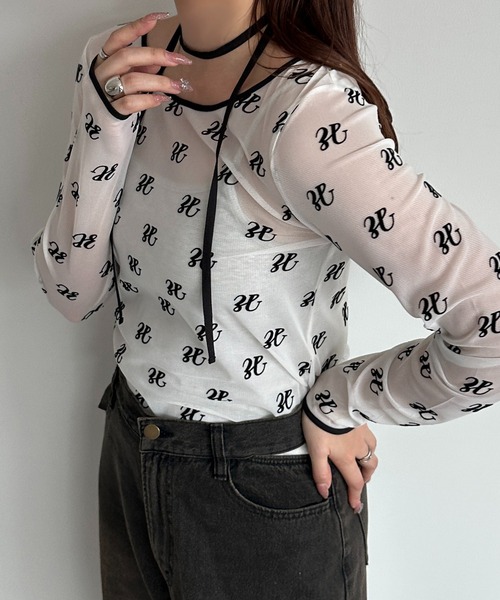 apres jour mignon（アプレジュールミニョン）の「タイ付きロゴシアートップス【ZOZOTOWN限定アイテム】（Tシャツ/カットソー・レディース・オフホワイト/ブラック・フリー/X-LARGE）」の12枚目の写真